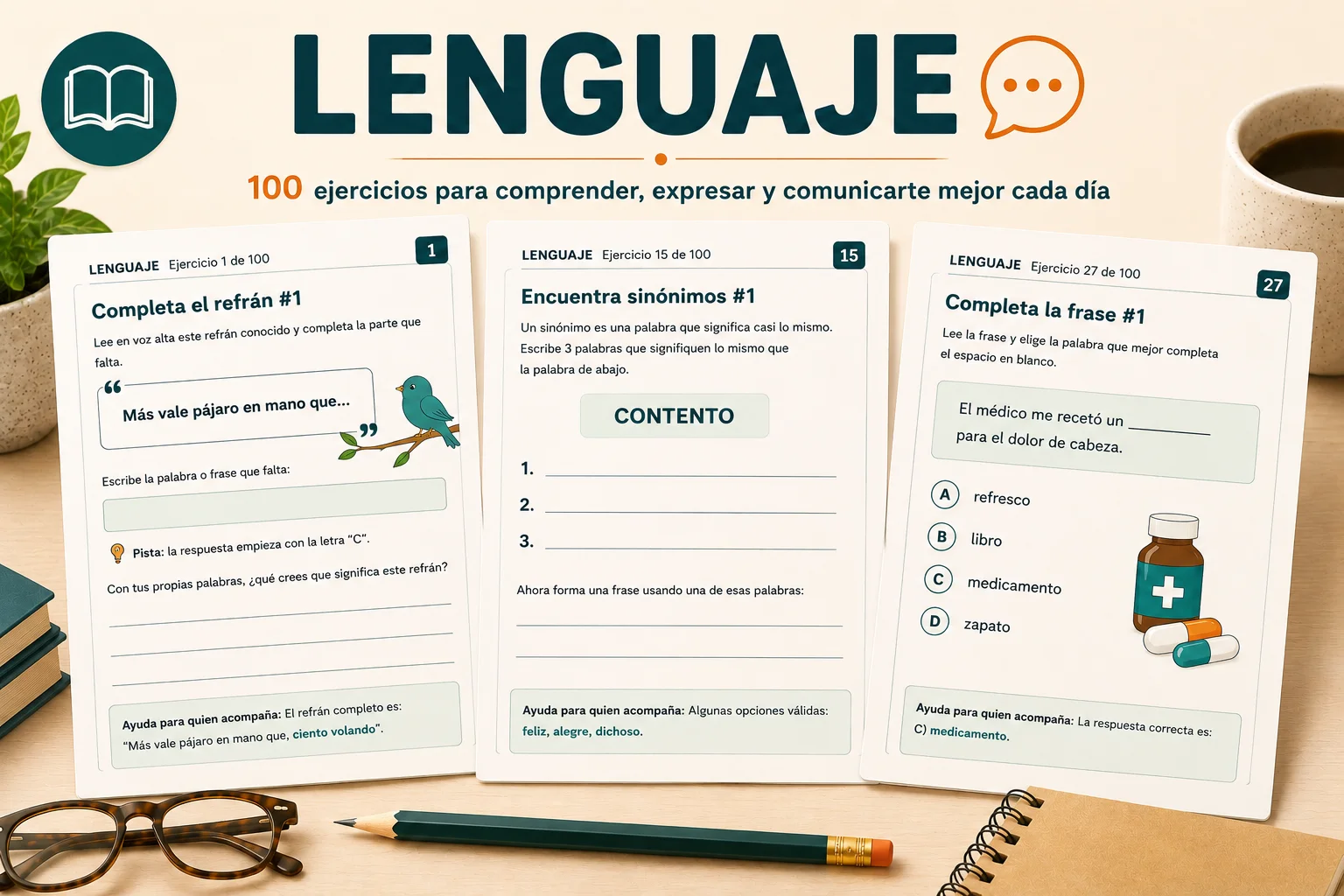 Fichas de letras y hoja de trabajo para ejercicios de lenguaje